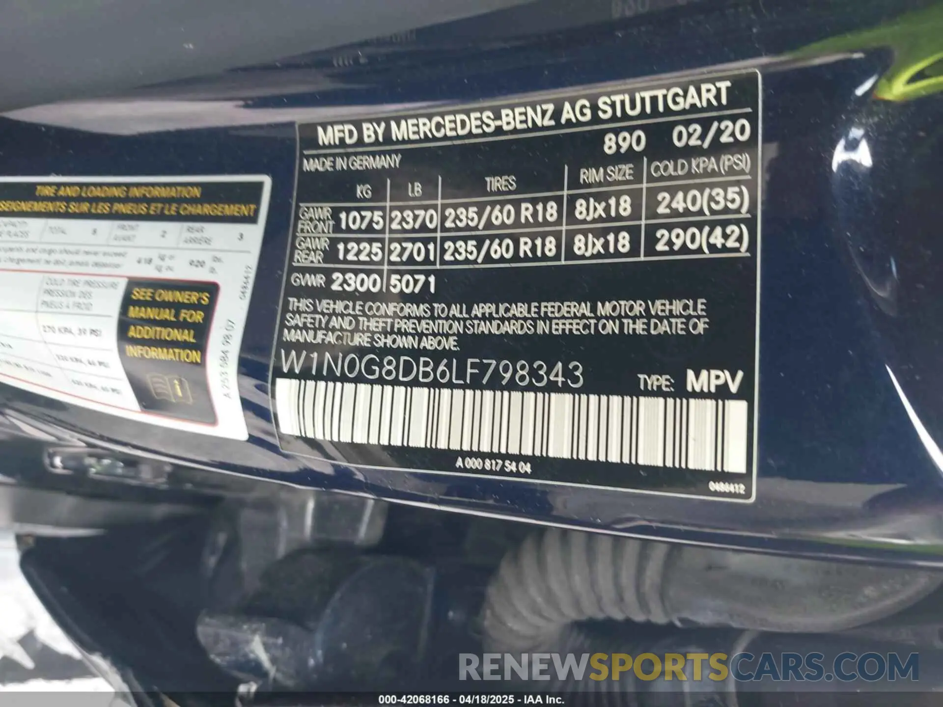 9 Photograph of a damaged car W1N0G8DB6LF798343 MERCEDES-BENZ GLC 300 2020