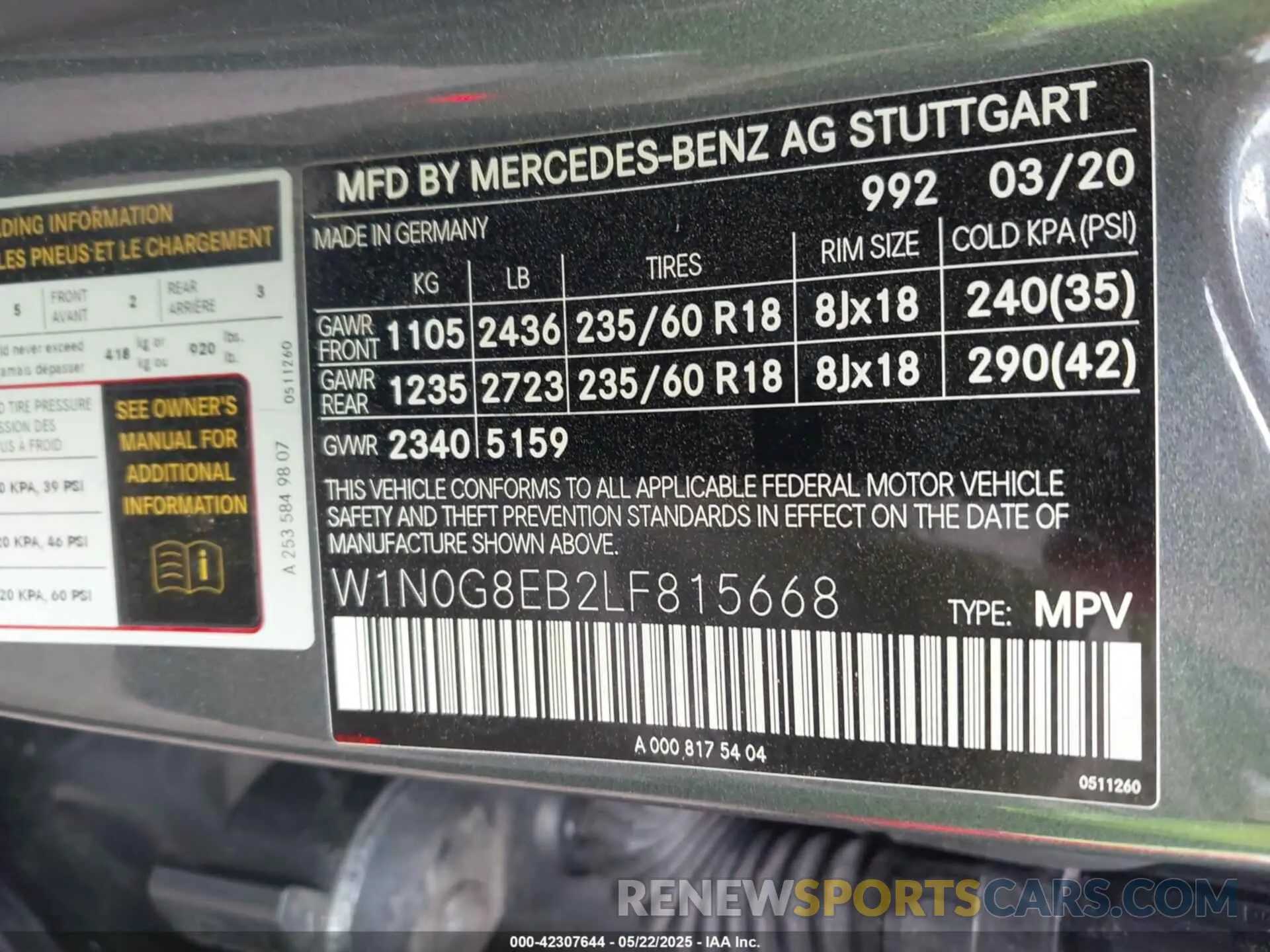 9 Photograph of a damaged car W1N0G8EB2LF815668 MERCEDES-BENZ GLC 300 2020