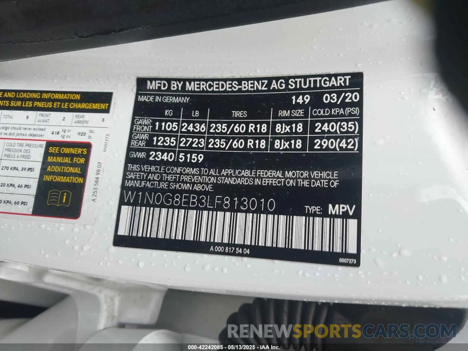 9 Photograph of a damaged car W1N0G8EB3LF813010 MERCEDES-BENZ GLC 300 2020