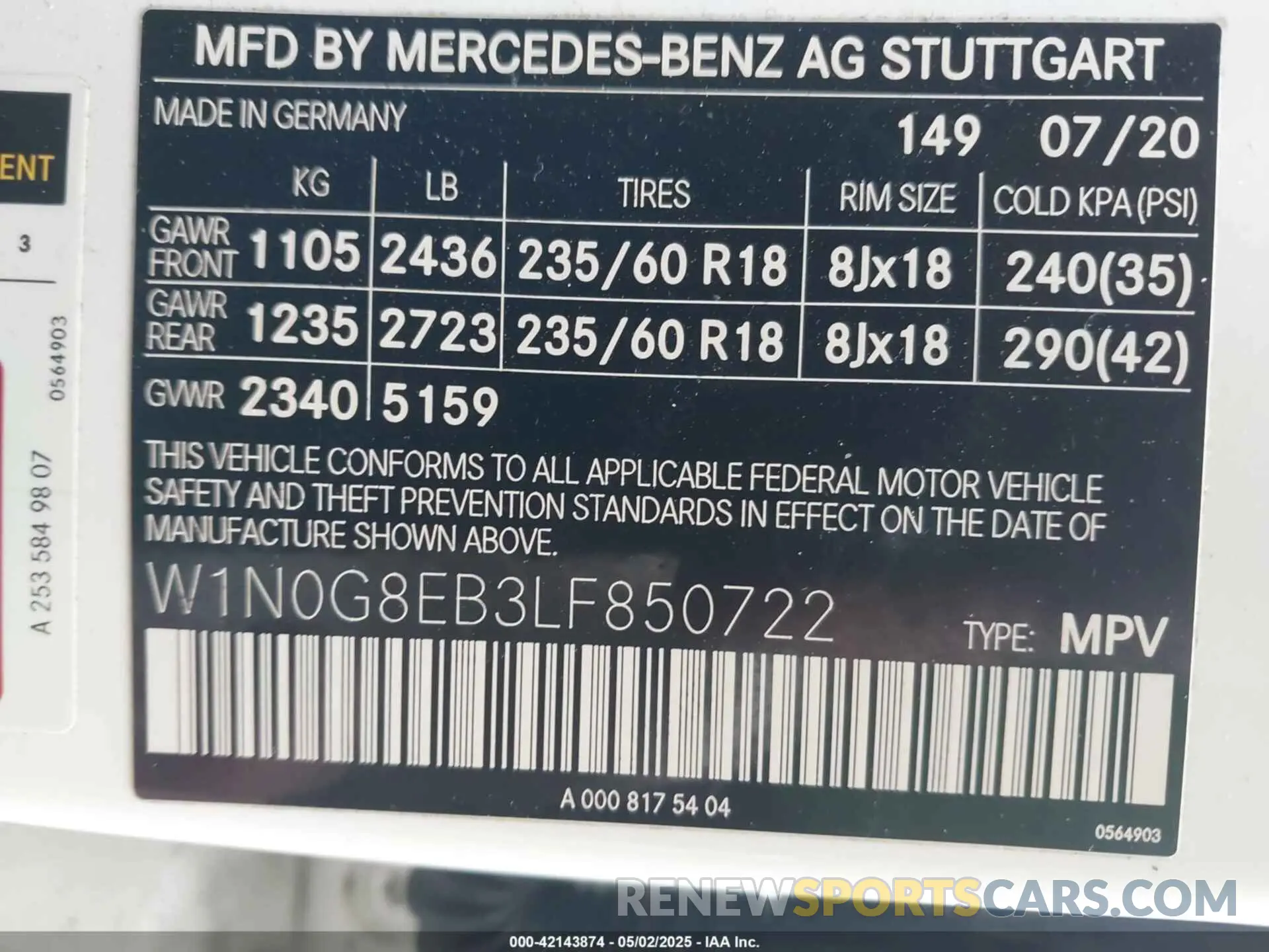 9 Photograph of a damaged car W1N0G8EB3LF850722 MERCEDES-BENZ GLC 300 2020