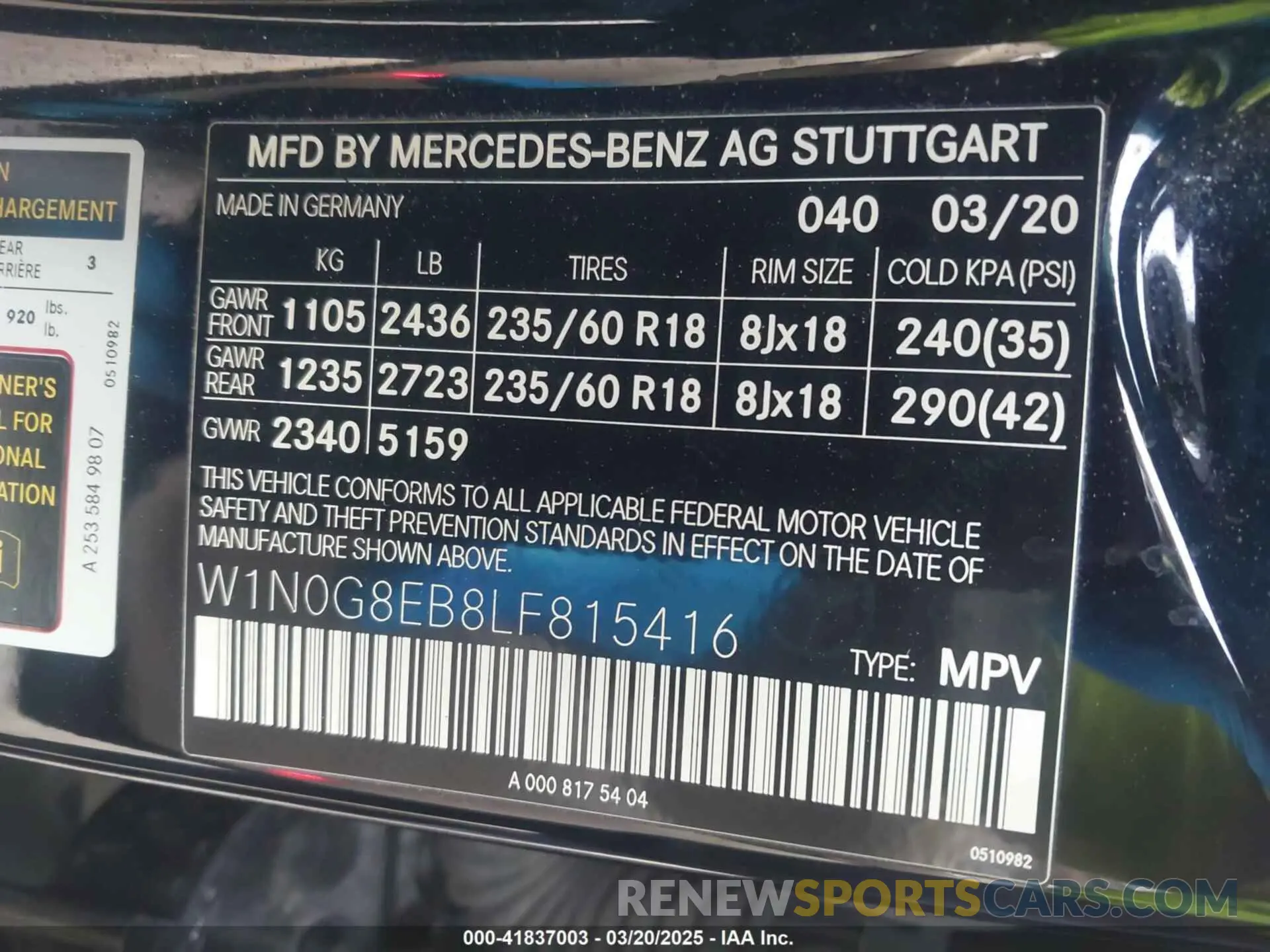 9 Photograph of a damaged car W1N0G8EB8LF815416 MERCEDES-BENZ GLC 300 2020