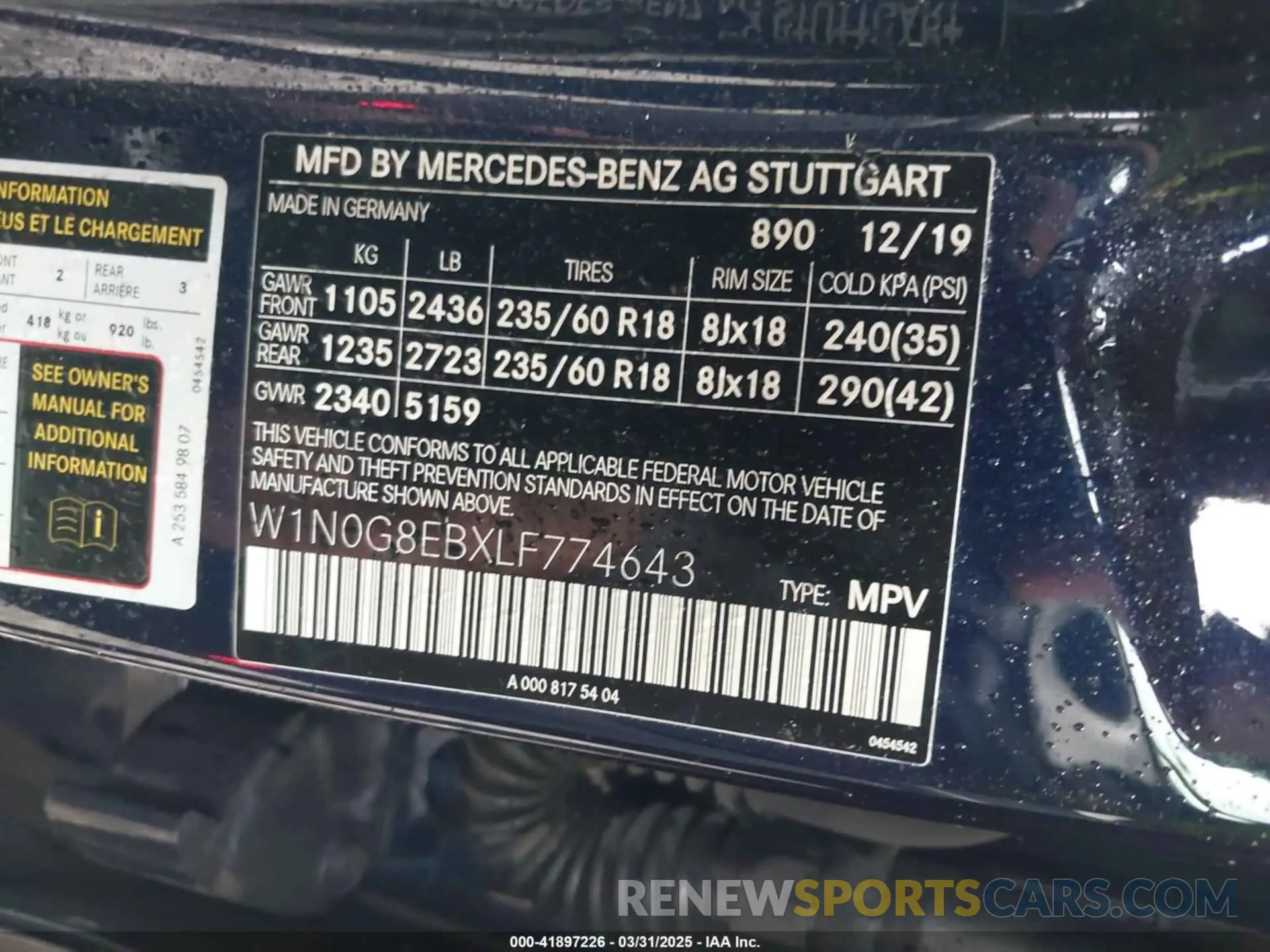 9 Photograph of a damaged car W1N0G8EBXLF774643 MERCEDES-BENZ GLC 300 2020
