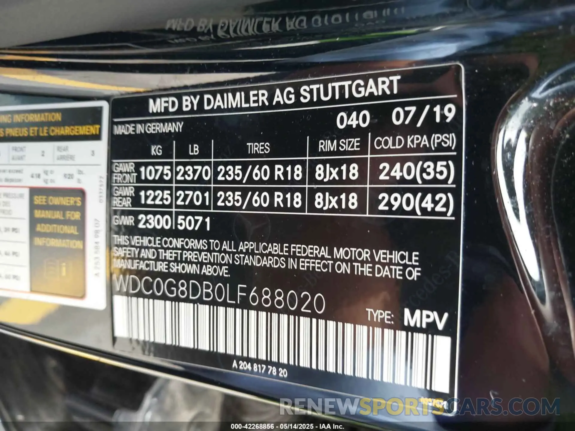 9 Photograph of a damaged car WDC0G8DB0LF688020 MERCEDES-BENZ GLC 300 2020