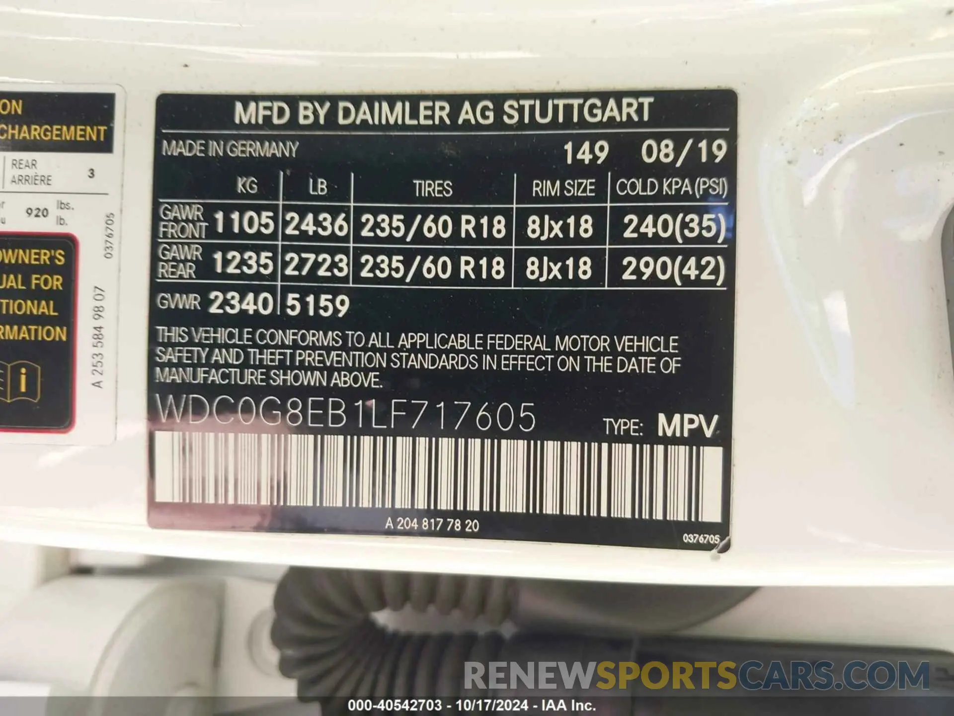 9 Photograph of a damaged car WDC0G8EB1LF717605 MERCEDES-BENZ GLC 300 2020