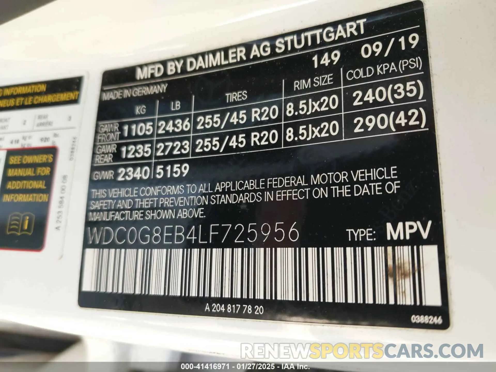 9 Photograph of a damaged car WDC0G8EB4LF725956 MERCEDES-BENZ GLC 300 2020