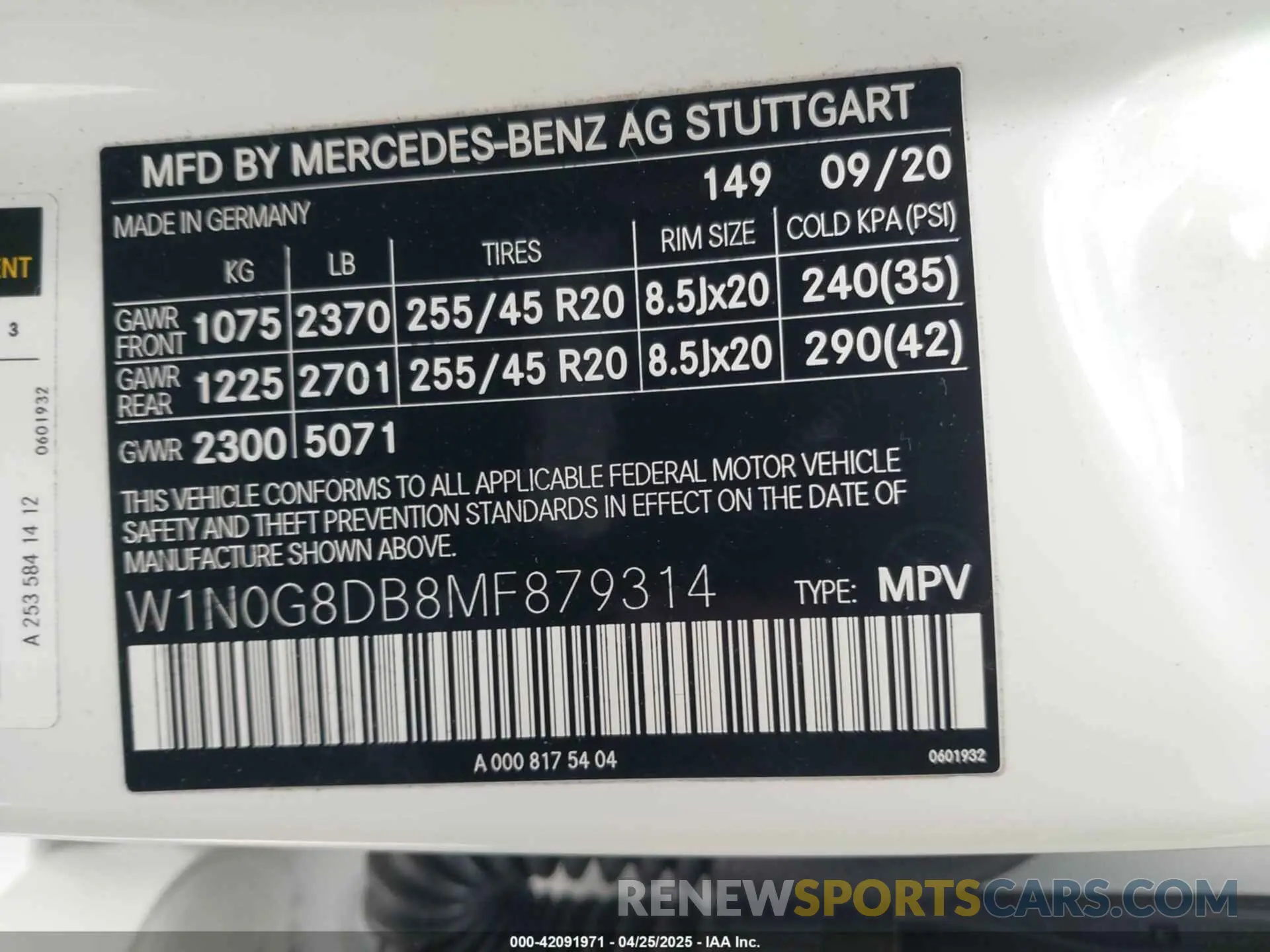 9 Photograph of a damaged car W1N0G8DB8MF879314 MERCEDES-BENZ GLC 300 2021