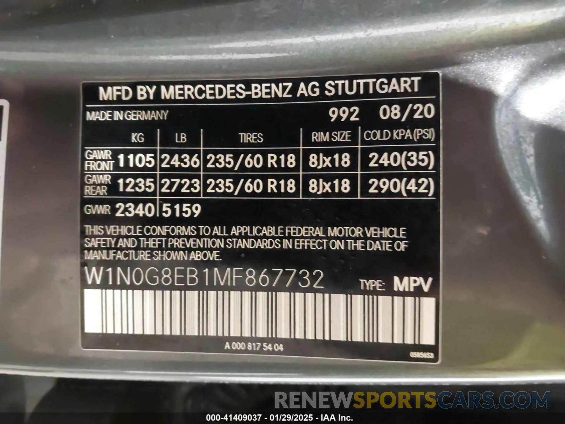 9 Photograph of a damaged car W1N0G8EB1MF867732 MERCEDES-BENZ GLC 300 2021