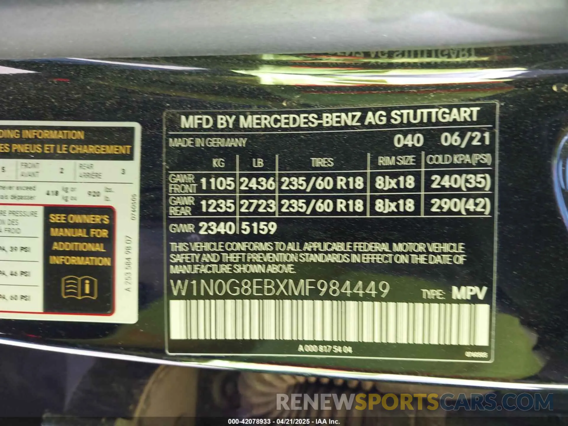 9 Photograph of a damaged car W1N0G8EBXMF984449 MERCEDES-BENZ GLC 300 2021
