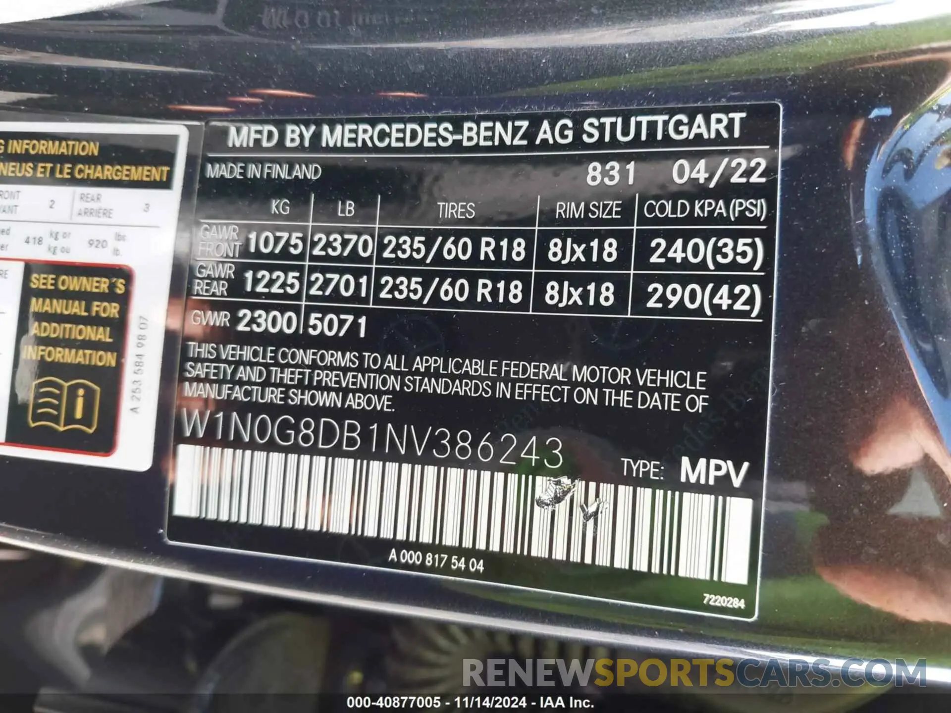 9 Photograph of a damaged car W1N0G8DB1NV386243 MERCEDES-BENZ GLC 300 2022
