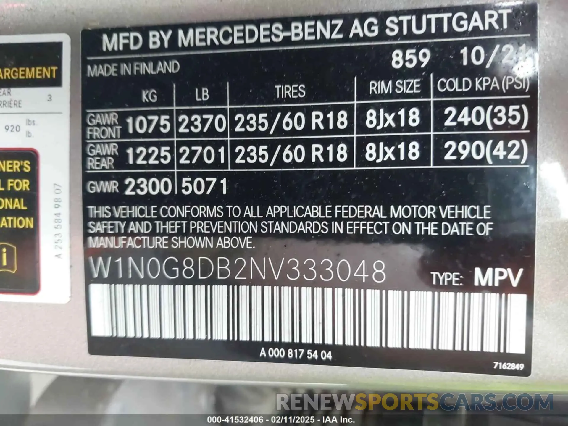 9 Photograph of a damaged car W1N0G8DB2NV333048 MERCEDES-BENZ GLC 300 2022