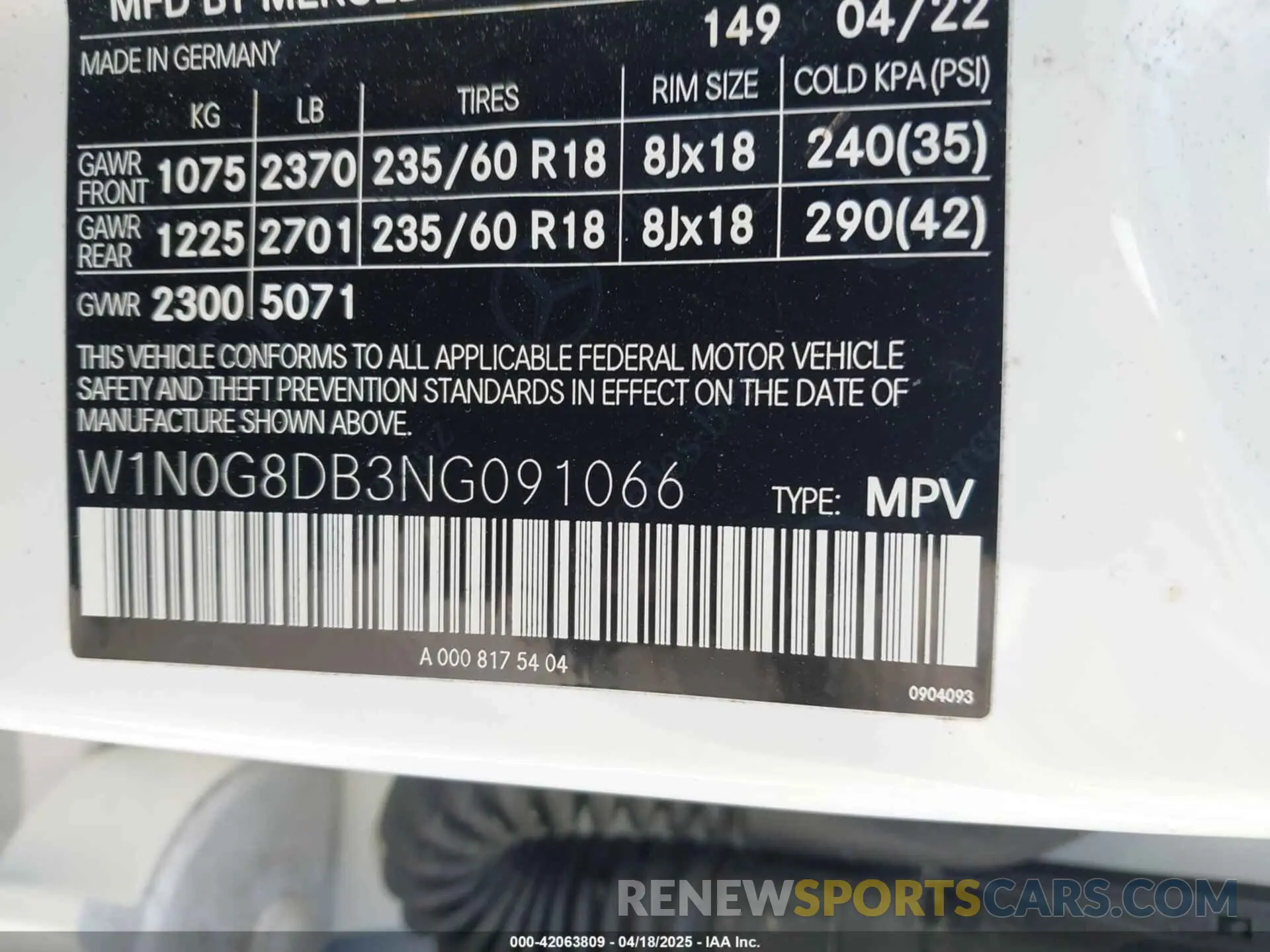 9 Photograph of a damaged car W1N0G8DB3NG091066 MERCEDES-BENZ GLC 300 2022