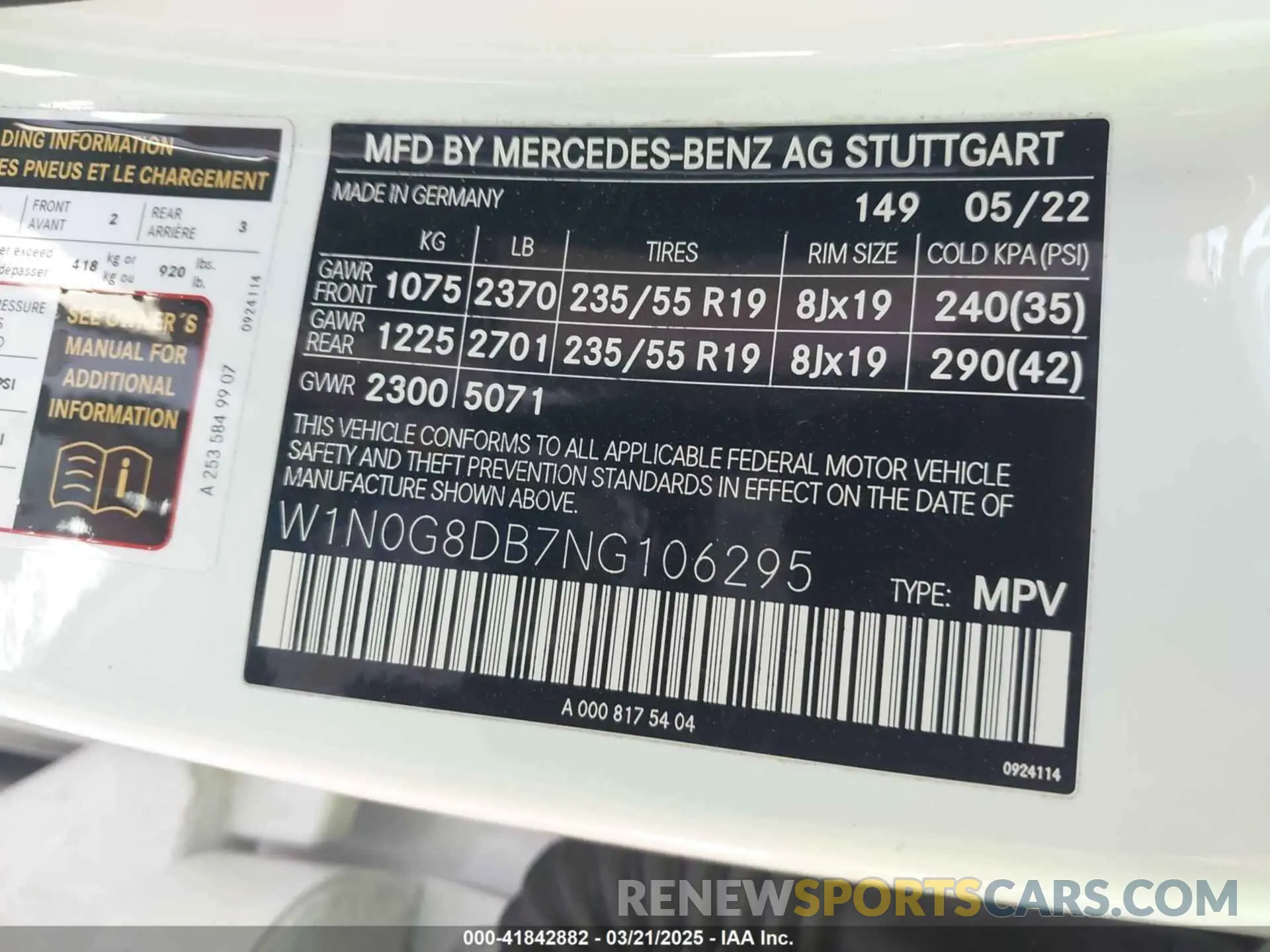 9 Photograph of a damaged car W1N0G8DB7NG106295 MERCEDES-BENZ GLC 300 2022
