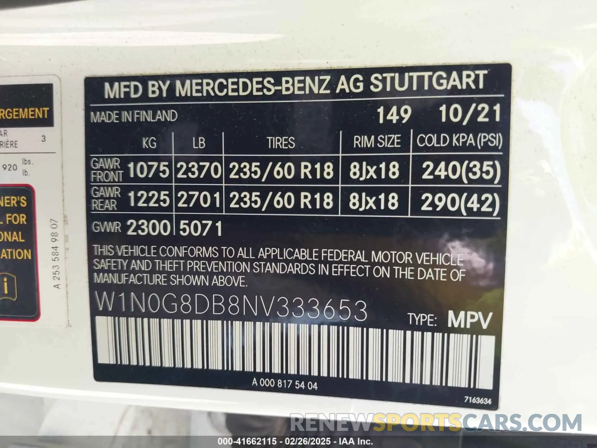 9 Photograph of a damaged car W1N0G8DB8NV333653 MERCEDES-BENZ GLC 300 2022