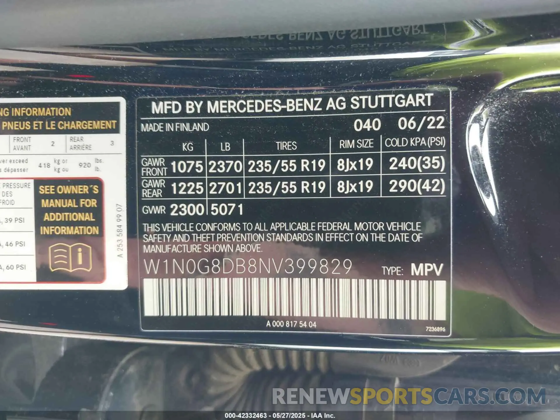 9 Photograph of a damaged car W1N0G8DB8NV399829 MERCEDES-BENZ GLC 300 2022