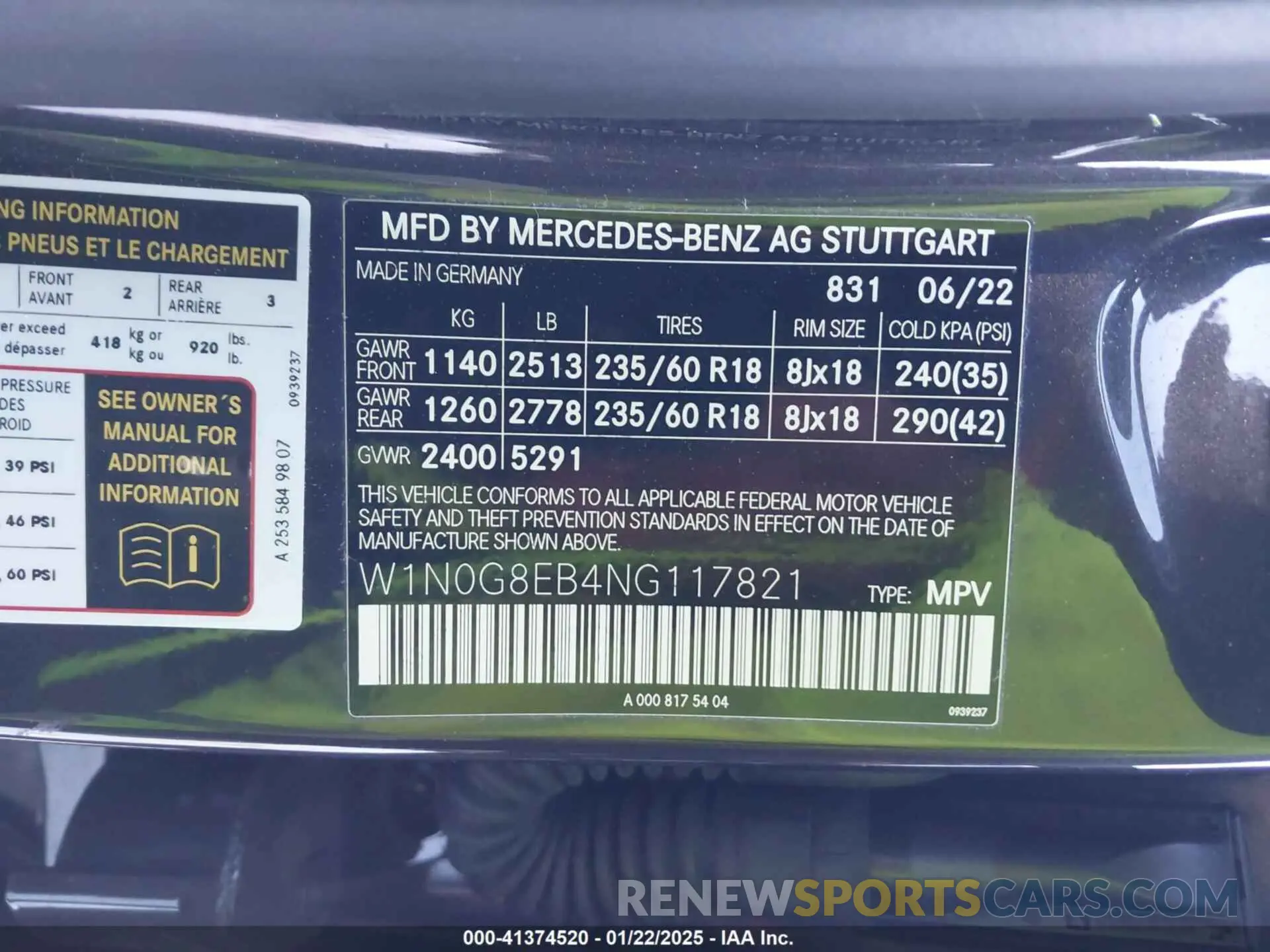 9 Photograph of a damaged car W1N0G8EB4NG117821 MERCEDES-BENZ GLC 300 2022