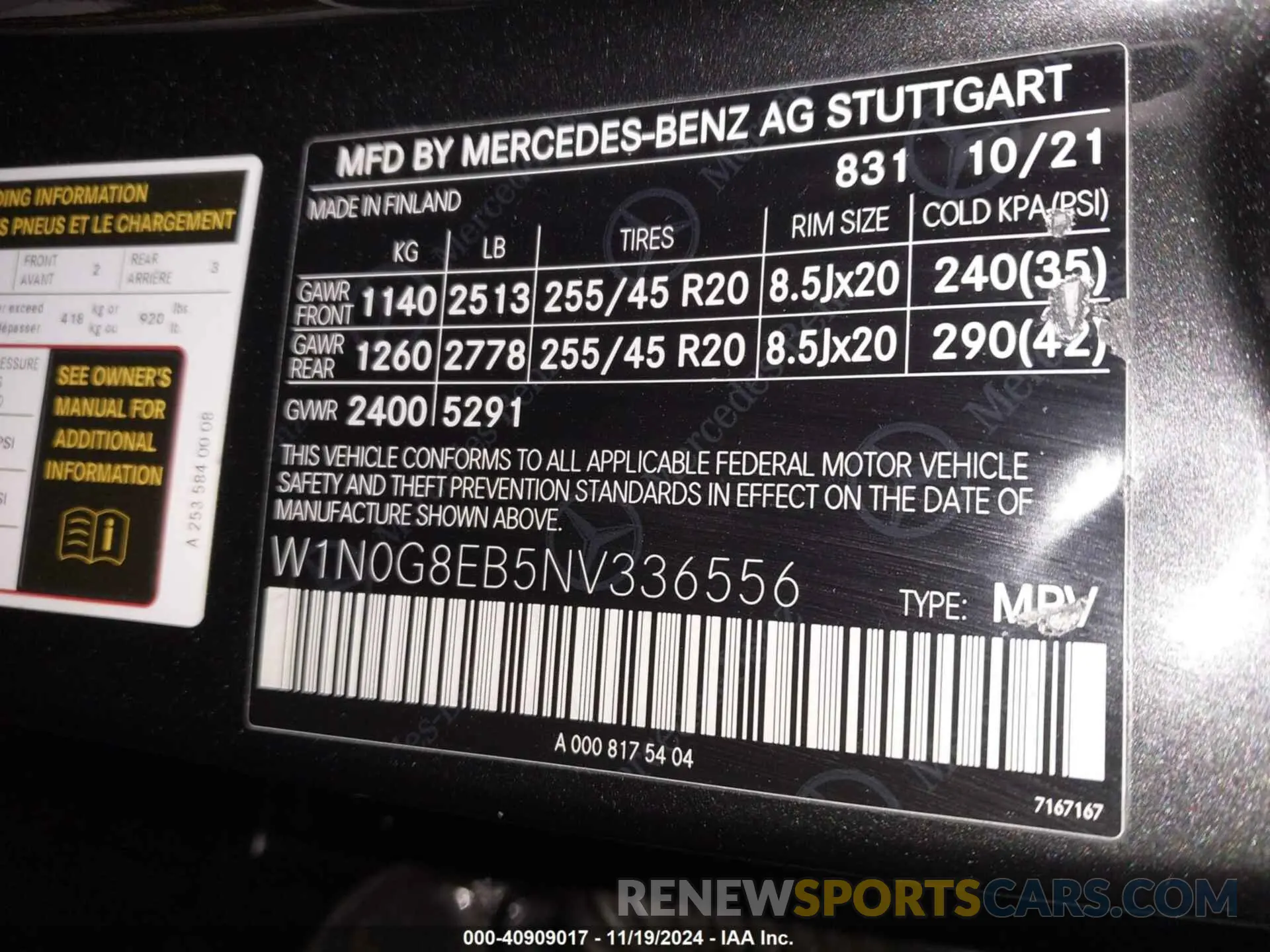 9 Photograph of a damaged car W1N0G8EB5NV336556 MERCEDES-BENZ GLC 300 2022