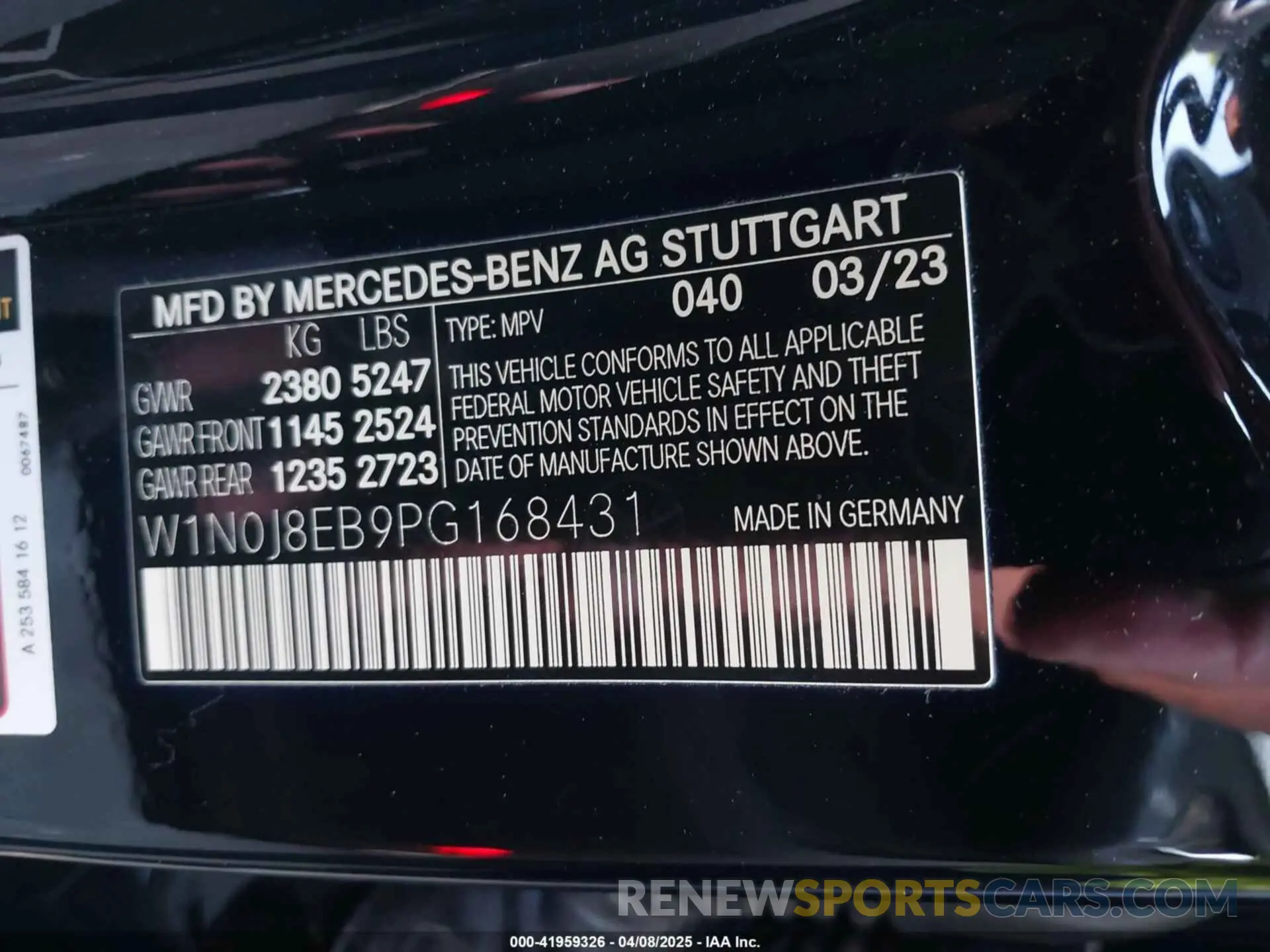 9 Photograph of a damaged car W1N0J8EB9PG168431 MERCEDES-BENZ GLC 300 2023