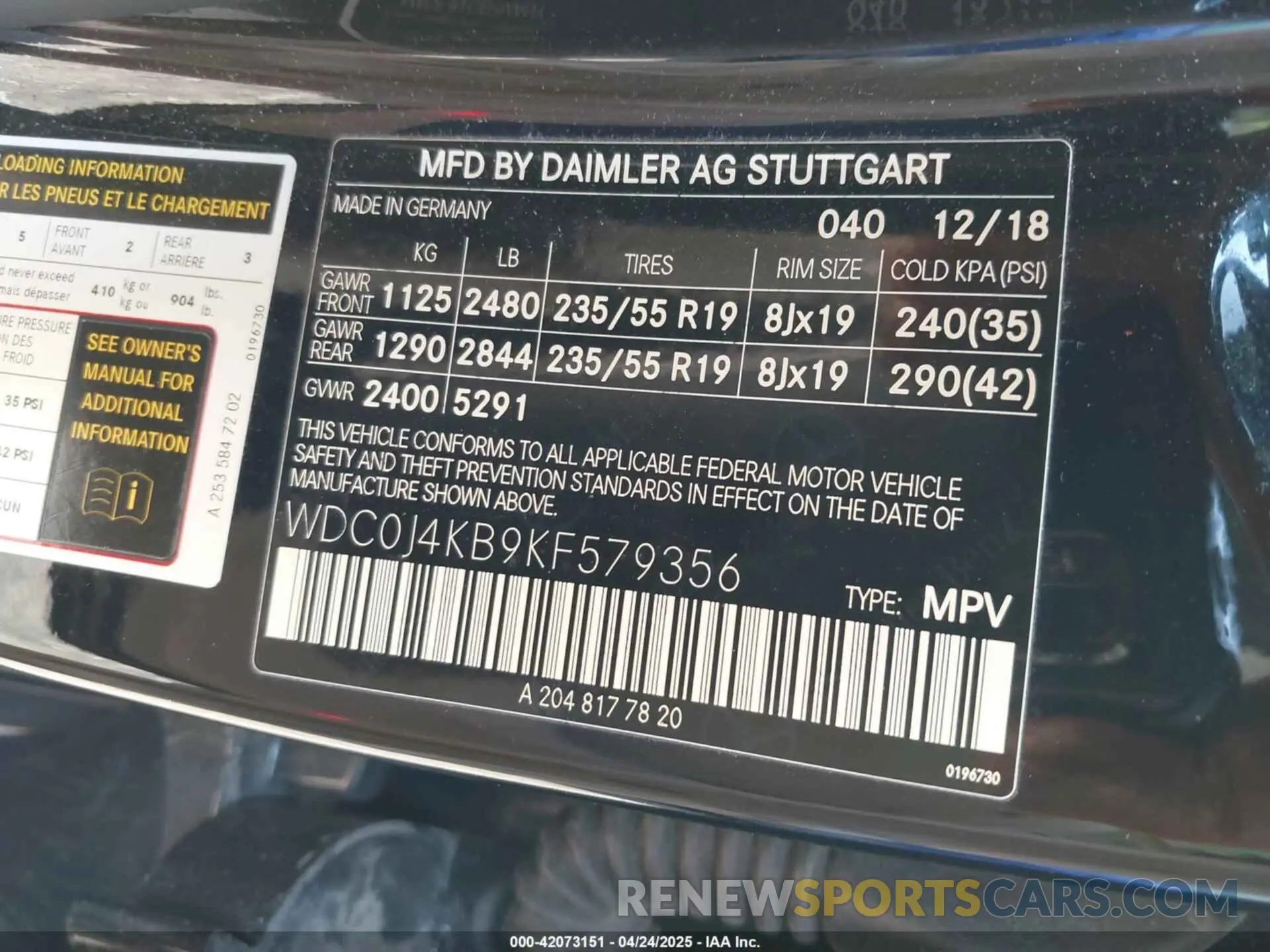 9 Photograph of a damaged car WDC0J4KB9KF579356 MERCEDES-BENZ GLC 300 COUPE 2019