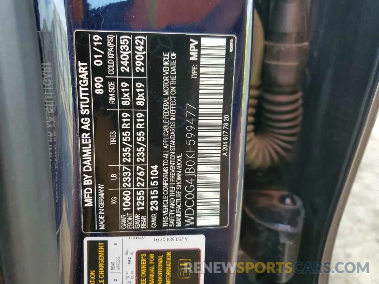13 Photograph of a damaged car WDC0G4JB0KF599477 MERCEDES-BENZ GLC-CLASS 2019