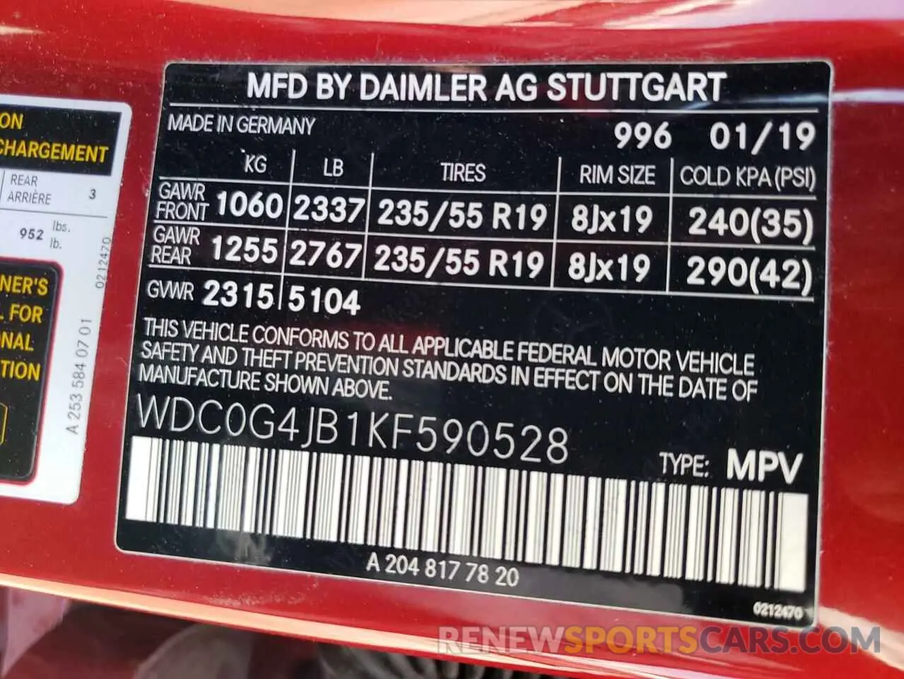 13 Photograph of a damaged car WDC0G4JB1KF590528 MERCEDES-BENZ GLC-CLASS 2019