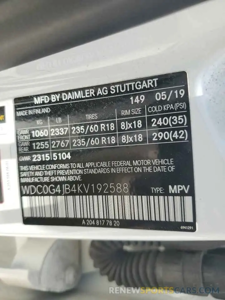 13 Photograph of a damaged car WDC0G4JB4KV192588 MERCEDES-BENZ GLC-CLASS 2019