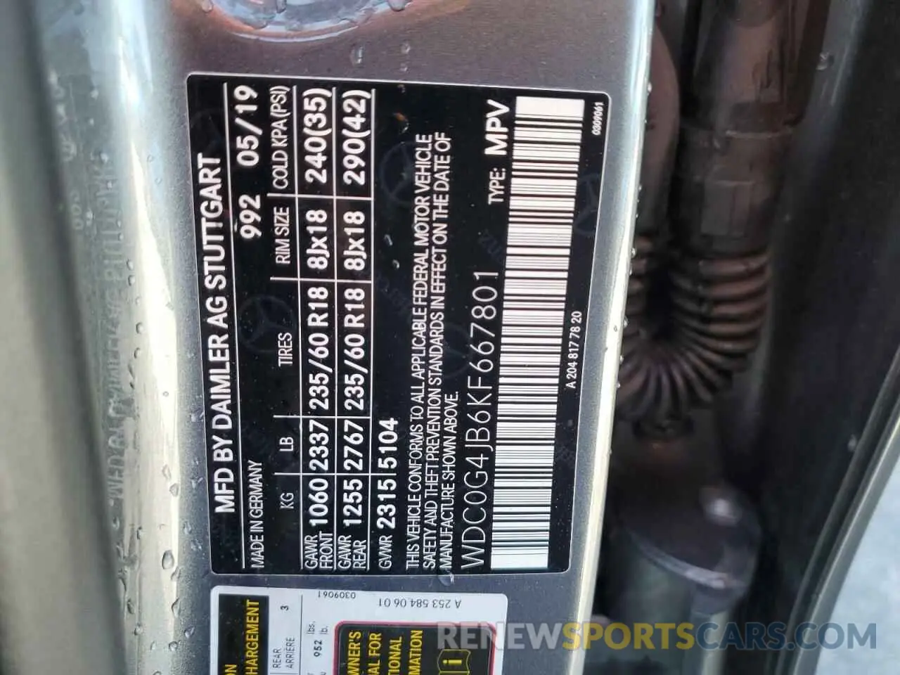 13 Photograph of a damaged car WDC0G4JB6KF667801 MERCEDES-BENZ GLC-CLASS 2019