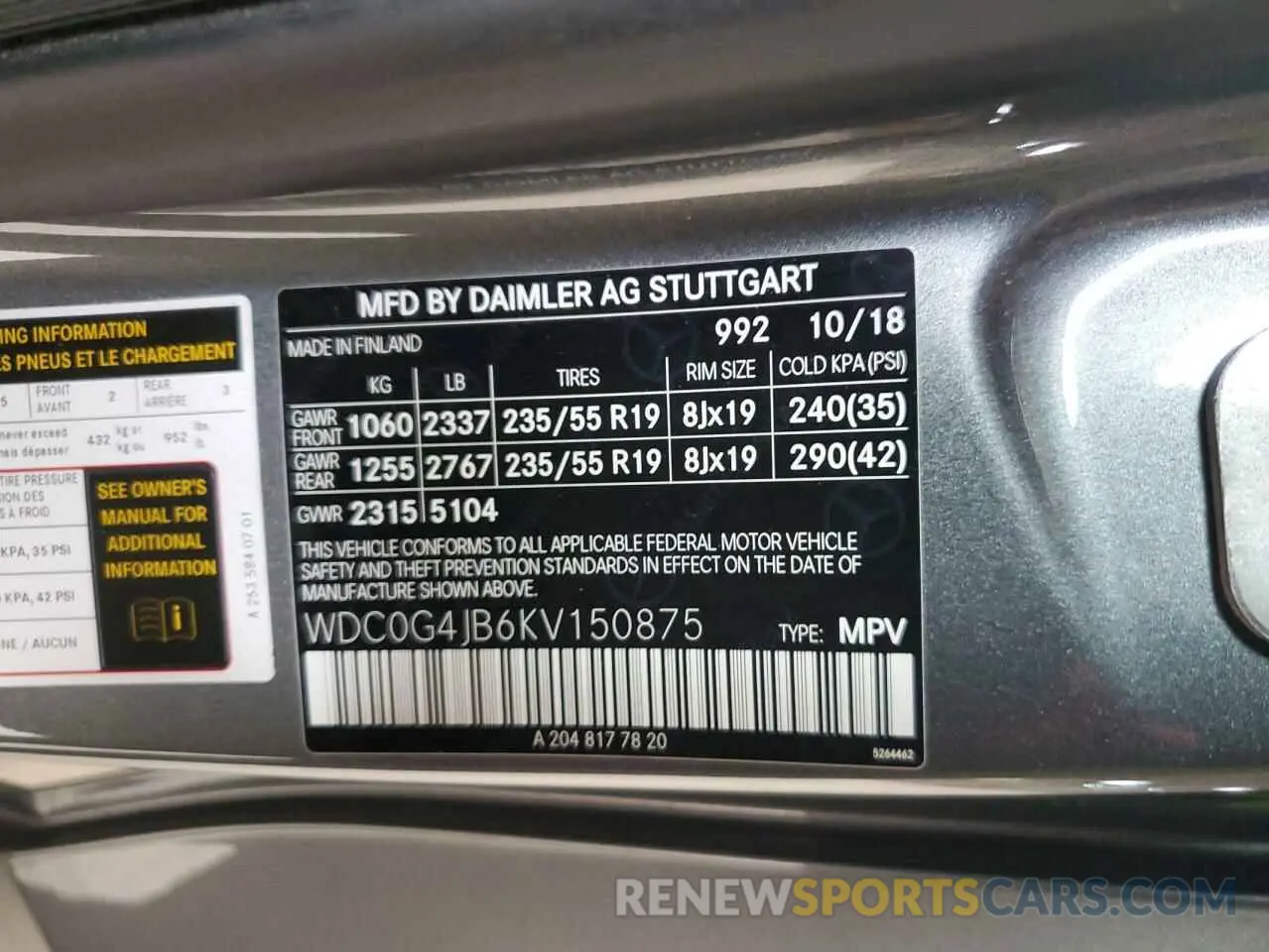 13 Photograph of a damaged car WDC0G4JB6KV150875 MERCEDES-BENZ GLC-CLASS 2019