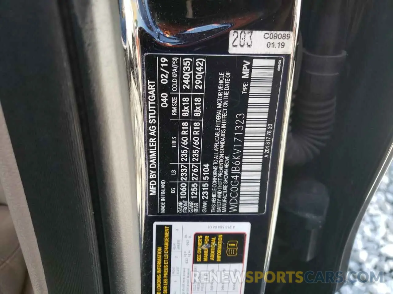 14 Photograph of a damaged car WDC0G4JB6KV171323 MERCEDES-BENZ GLC-CLASS 2019