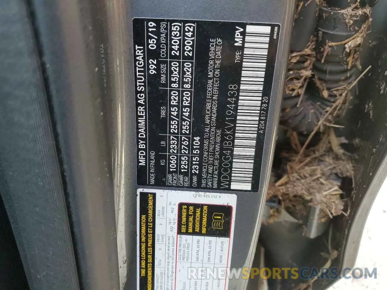 13 Photograph of a damaged car WDC0G4JB6KV194438 MERCEDES-BENZ GLC-CLASS 2019