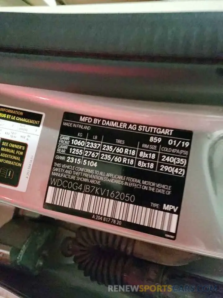 13 Photograph of a damaged car WDC0G4JB7KV162050 MERCEDES-BENZ GLC-CLASS 2019