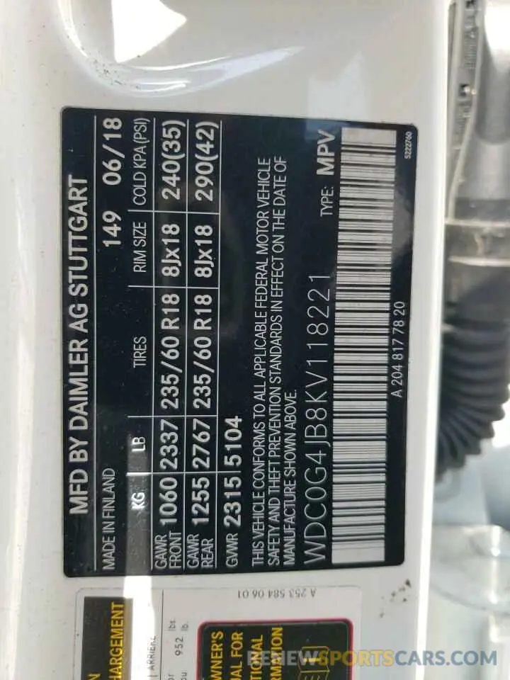 13 Photograph of a damaged car WDC0G4JB8KV118221 MERCEDES-BENZ GLC-CLASS 2019