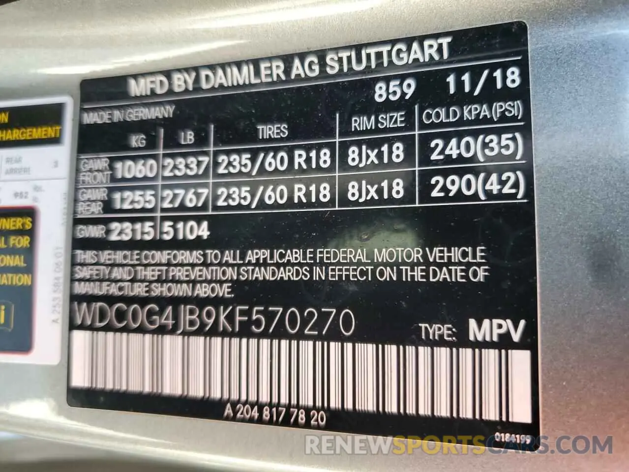 14 Photograph of a damaged car WDC0G4JB9KF570270 MERCEDES-BENZ GLC-CLASS 2019