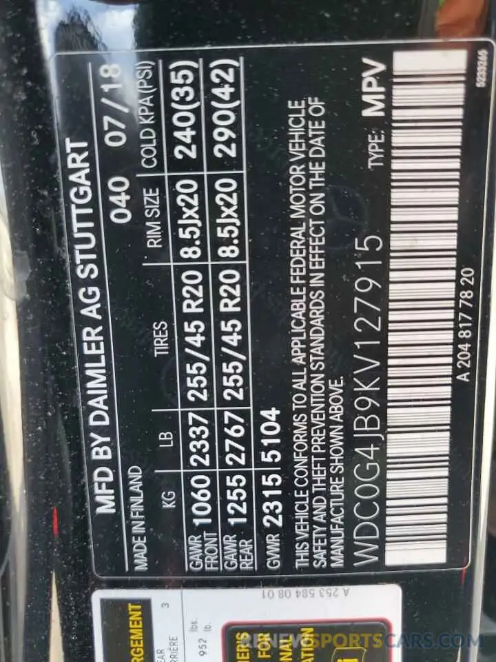 13 Photograph of a damaged car WDC0G4JB9KV127915 MERCEDES-BENZ GLC-CLASS 2019