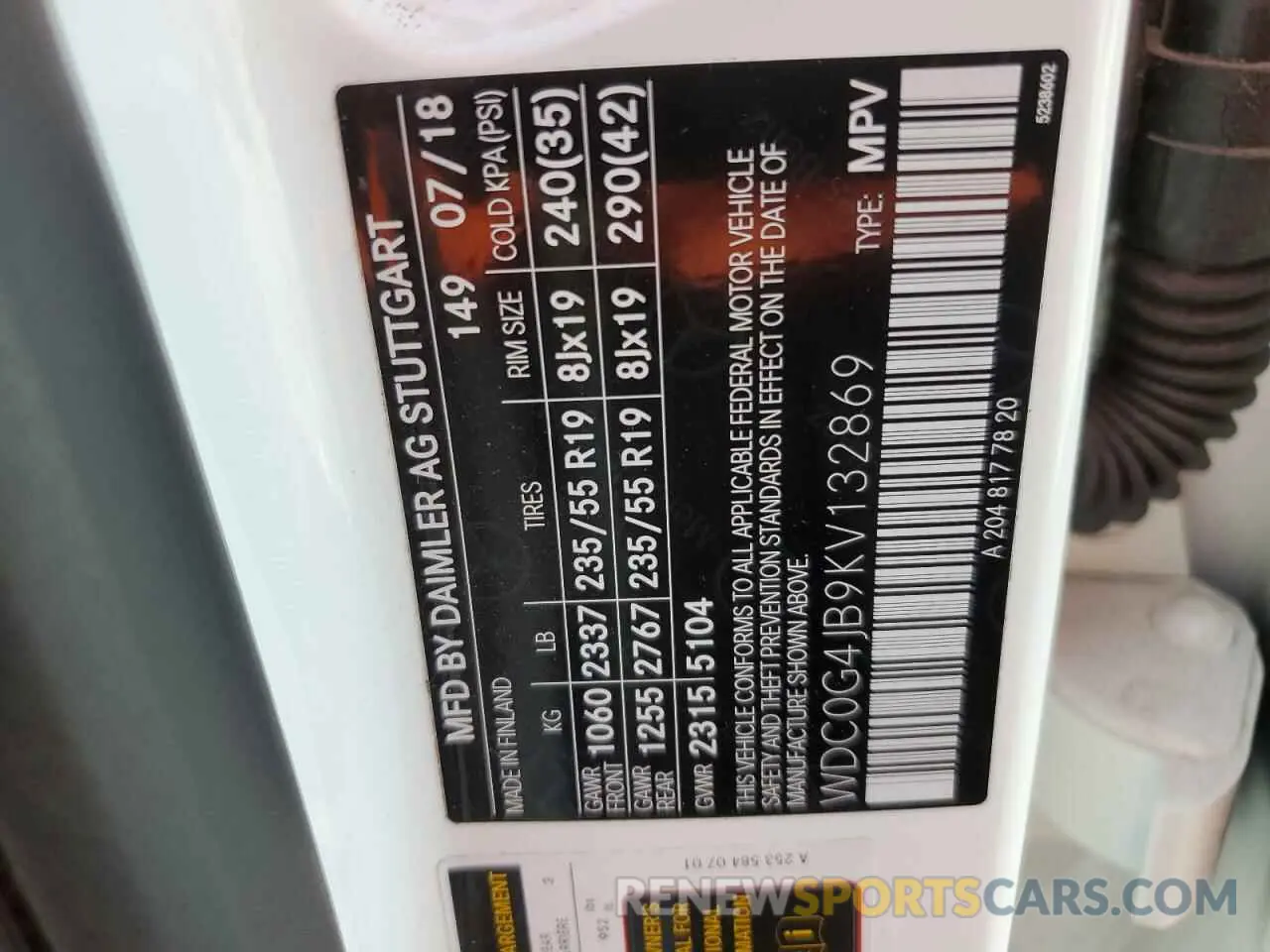 13 Photograph of a damaged car WDC0G4JB9KV132869 MERCEDES-BENZ GLC-CLASS 2019