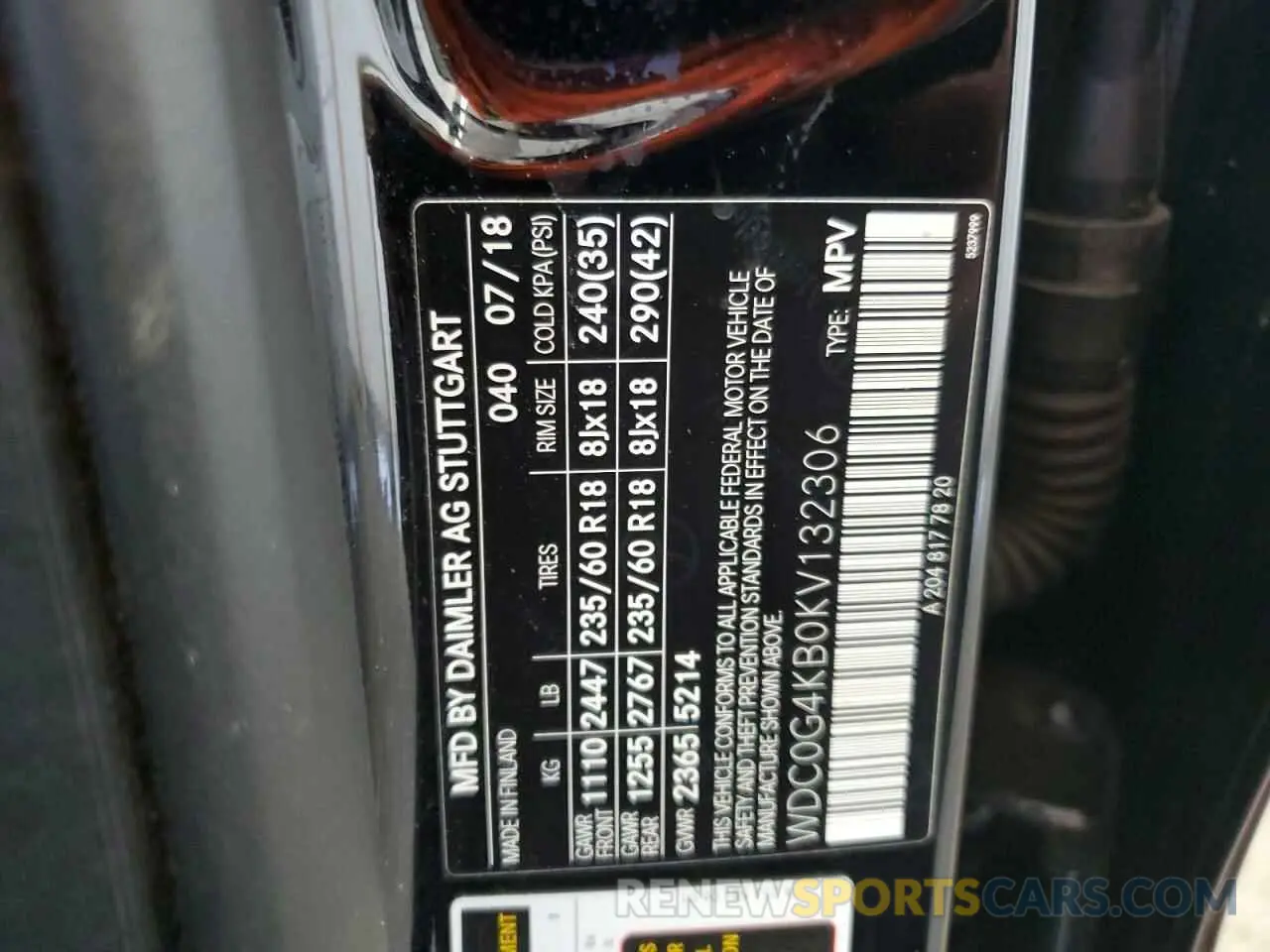13 Photograph of a damaged car WDC0G4KB0KV132306 MERCEDES-BENZ GLC-CLASS 2019