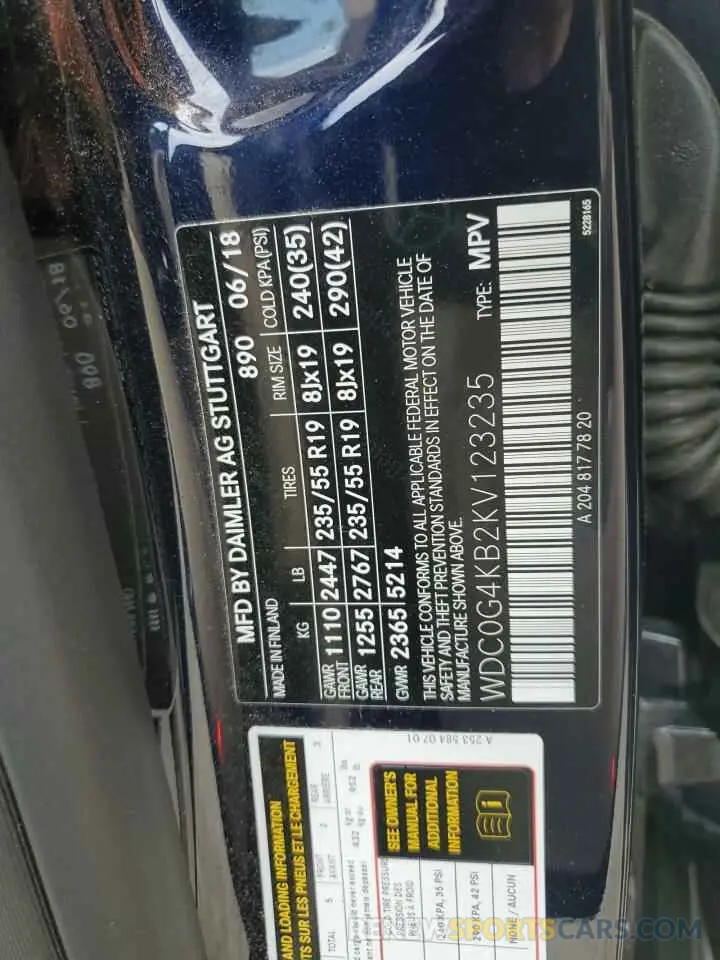 12 Photograph of a damaged car WDC0G4KB2KV123235 MERCEDES-BENZ GLC-CLASS 2019