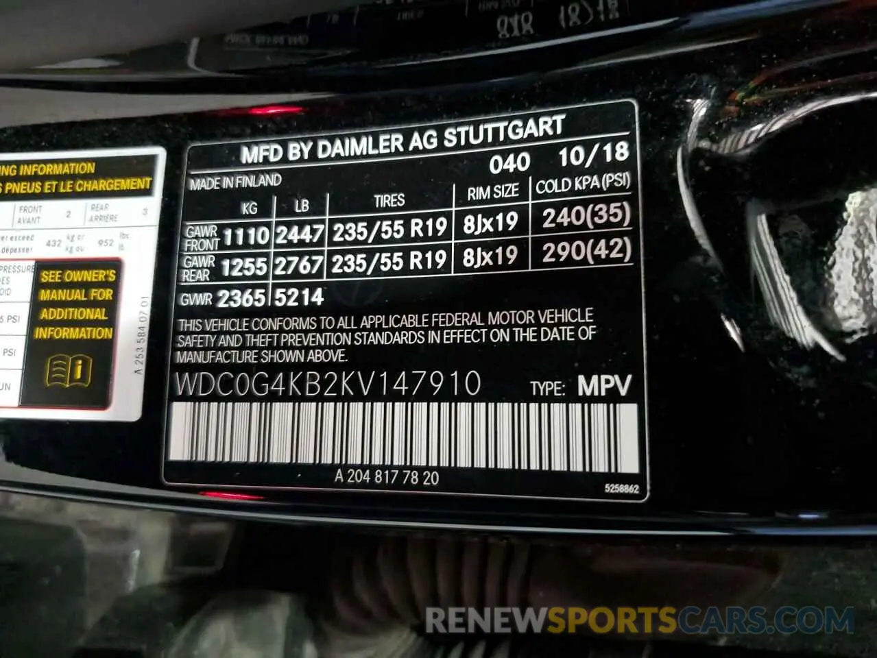 13 Photograph of a damaged car WDC0G4KB2KV147910 MERCEDES-BENZ GLC-CLASS 2019