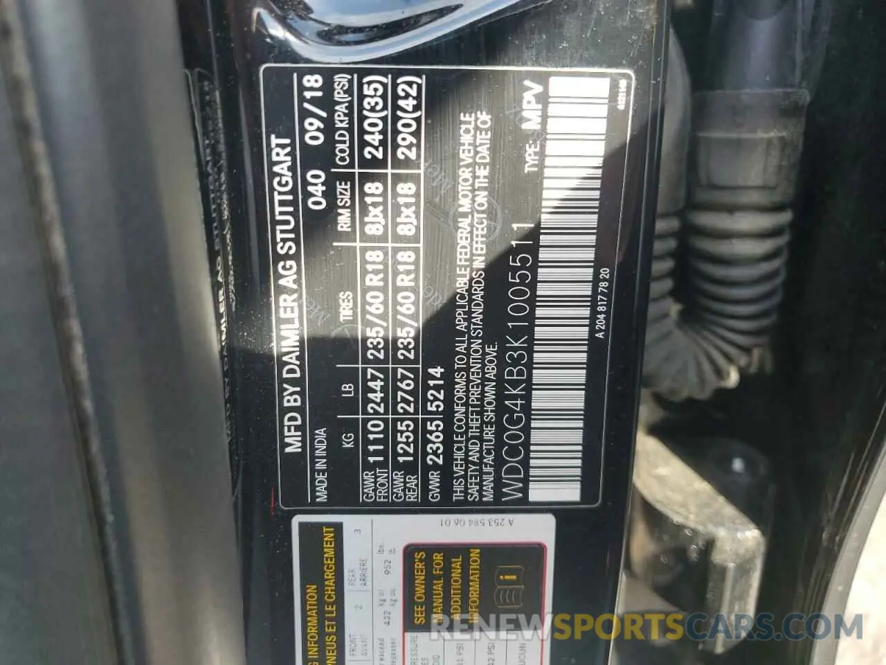12 Photograph of a damaged car WDC0G4KB3K1005511 MERCEDES-BENZ GLC-CLASS 2019