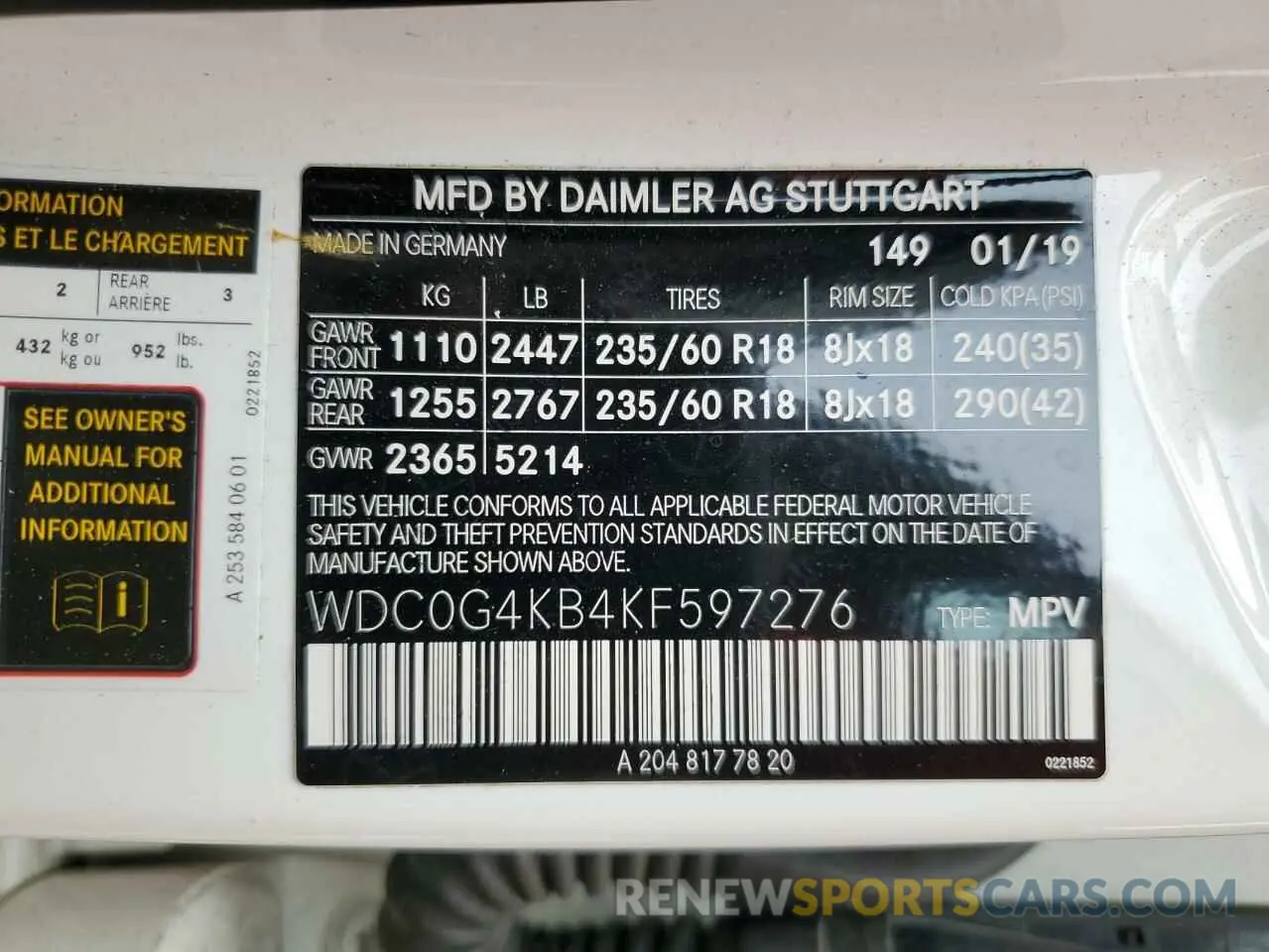 13 Photograph of a damaged car WDC0G4KB4KF597276 MERCEDES-BENZ GLC-CLASS 2019