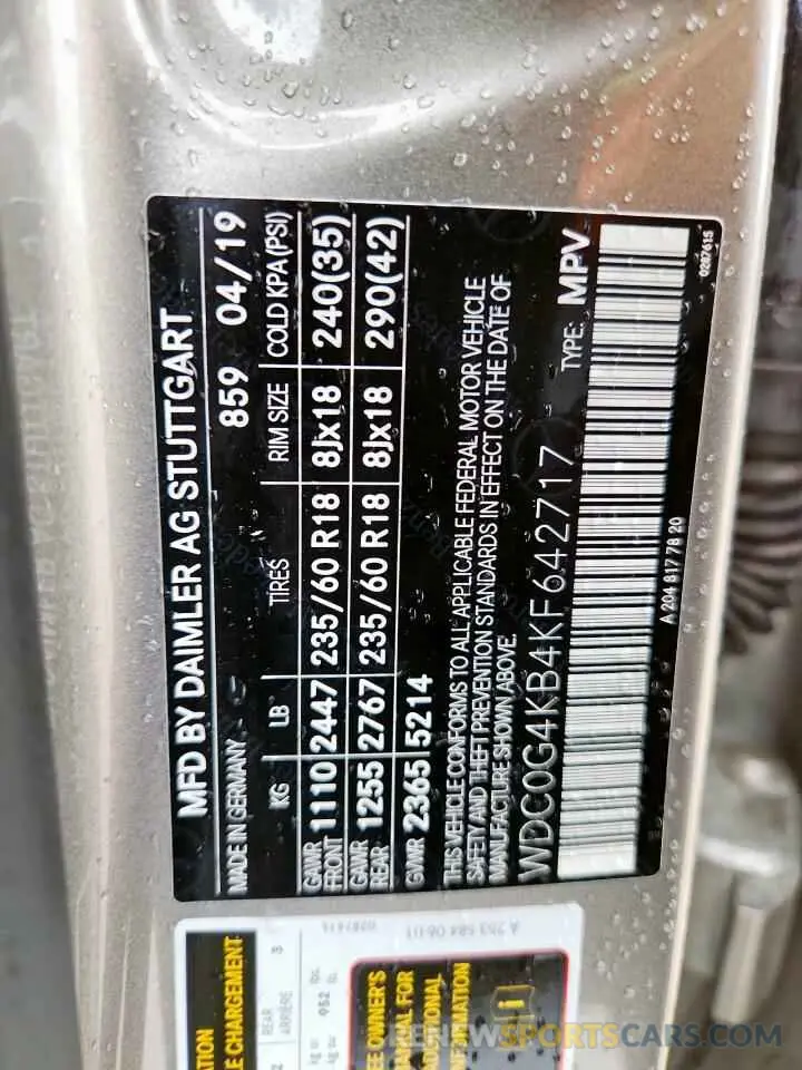 13 Photograph of a damaged car WDC0G4KB4KF642717 MERCEDES-BENZ GLC-CLASS 2019