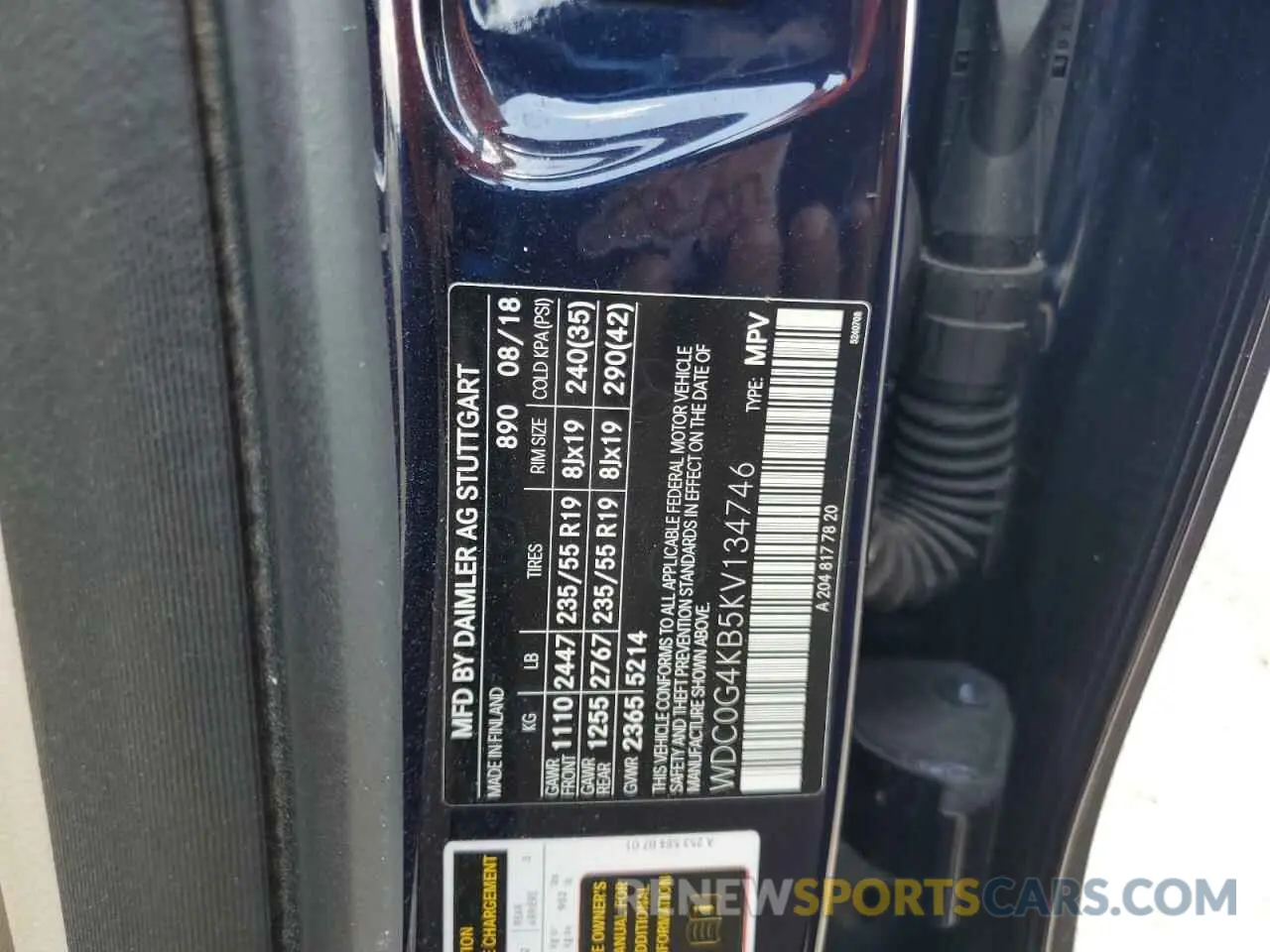 13 Photograph of a damaged car WDC0G4KB5KV134746 MERCEDES-BENZ GLC-CLASS 2019
