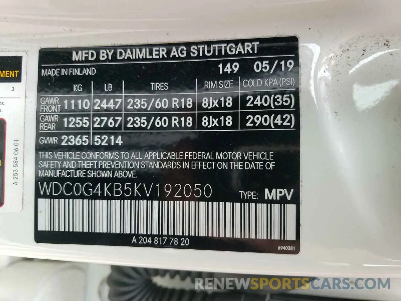 13 Photograph of a damaged car WDC0G4KB5KV192050 MERCEDES-BENZ GLC-CLASS 2019