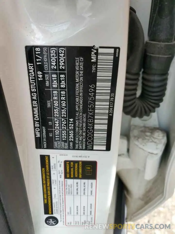 14 Photograph of a damaged car WDC0G4KB7KF575496 MERCEDES-BENZ GLC-CLASS 2019