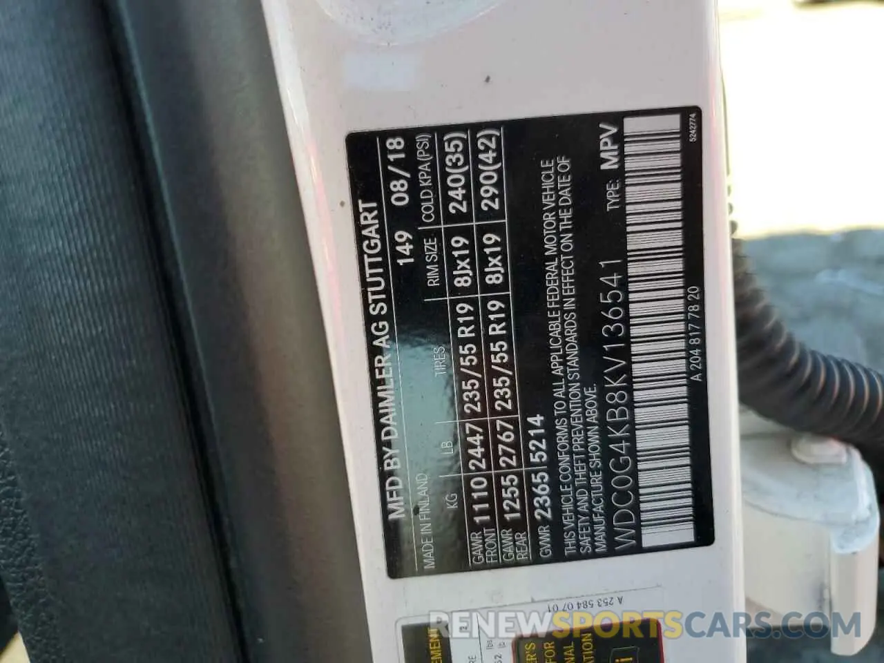 13 Photograph of a damaged car WDC0G4KB8KV136541 MERCEDES-BENZ GLC-CLASS 2019