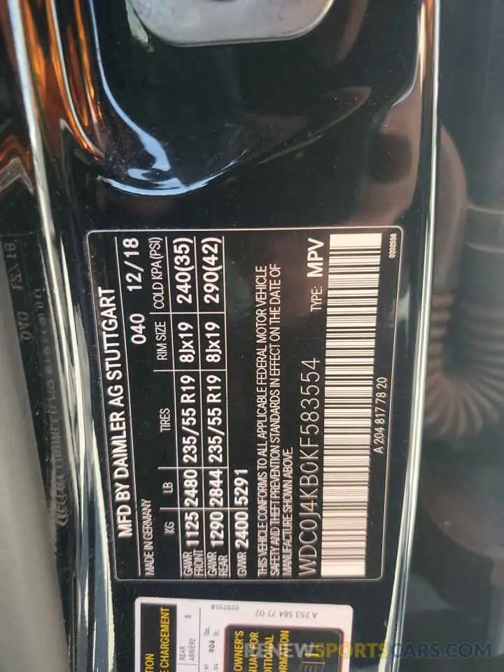13 Photograph of a damaged car WDC0J4KB0KF583554 MERCEDES-BENZ GLC-CLASS 2019