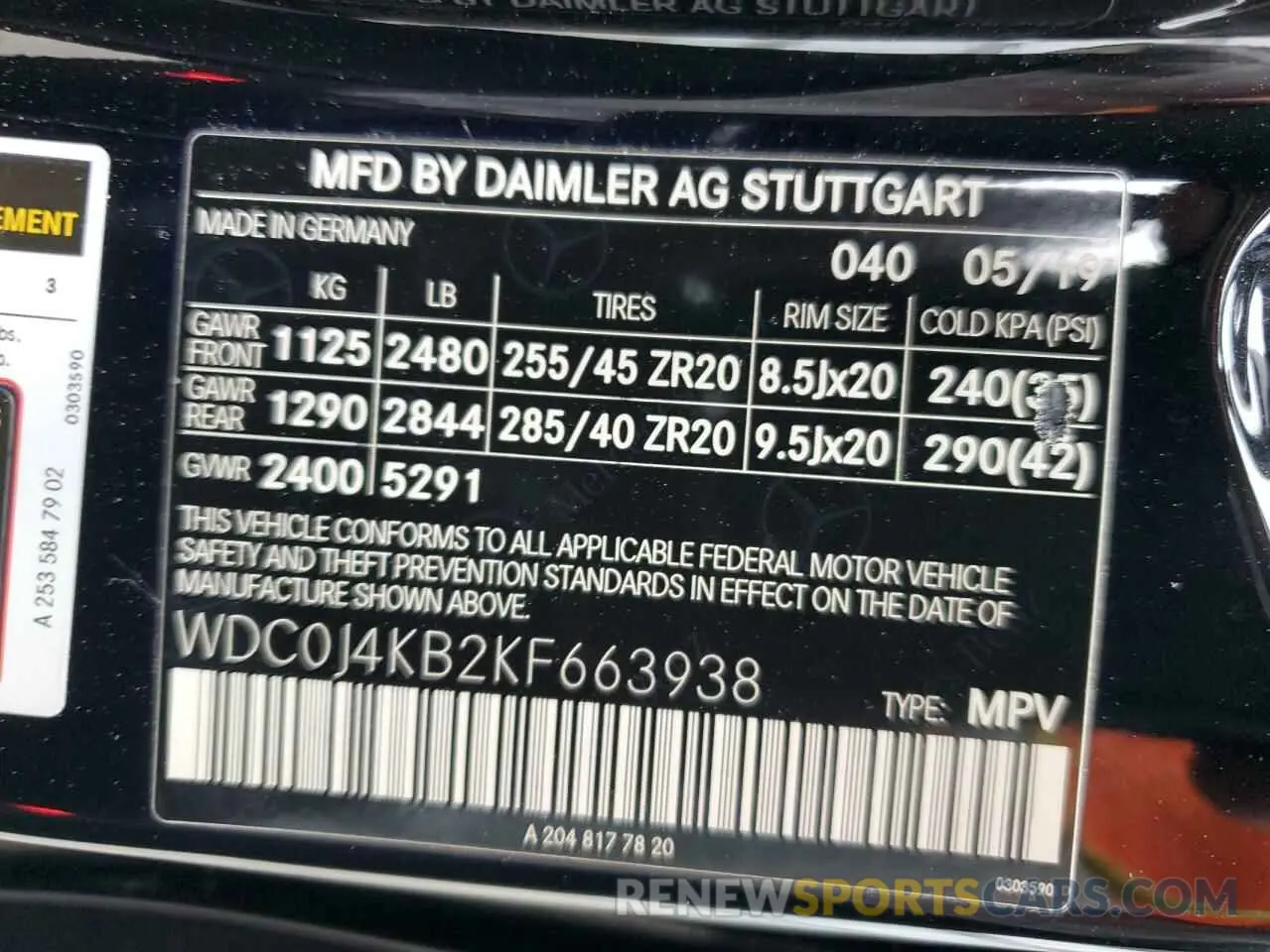 13 Photograph of a damaged car WDC0J4KB2KF663938 MERCEDES-BENZ GLC-CLASS 2019