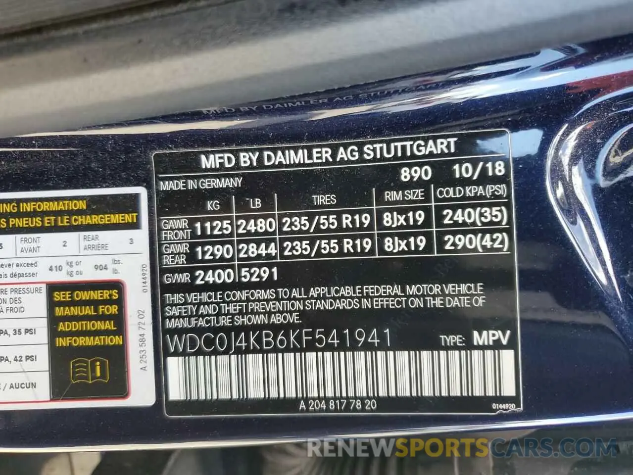 13 Photograph of a damaged car WDC0J4KB6KF541941 MERCEDES-BENZ GLC-CLASS 2019