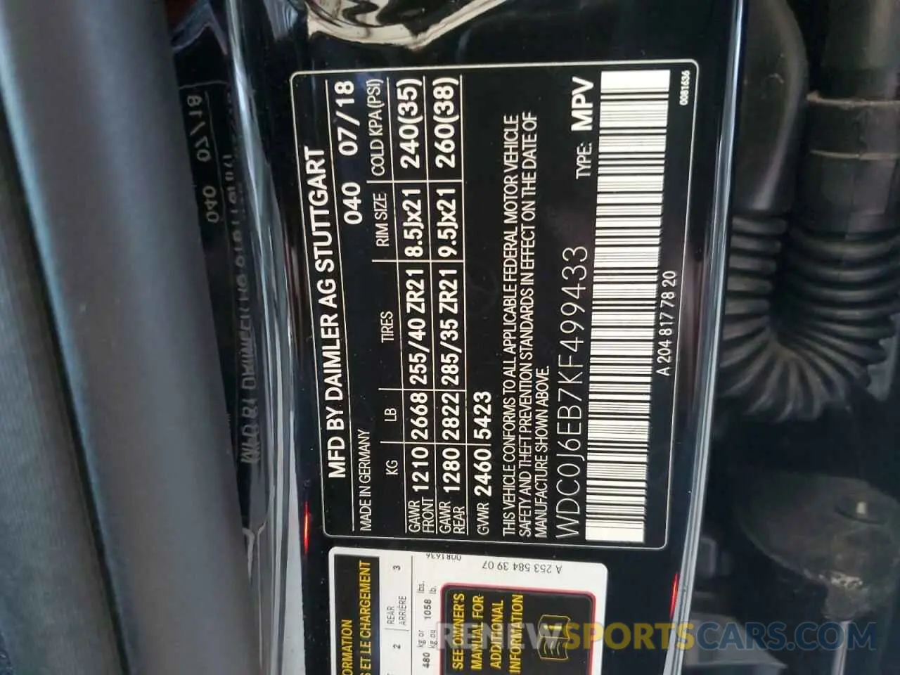 13 Photograph of a damaged car WDC0J6EB7KF499433 MERCEDES-BENZ GLC-CLASS 2019
