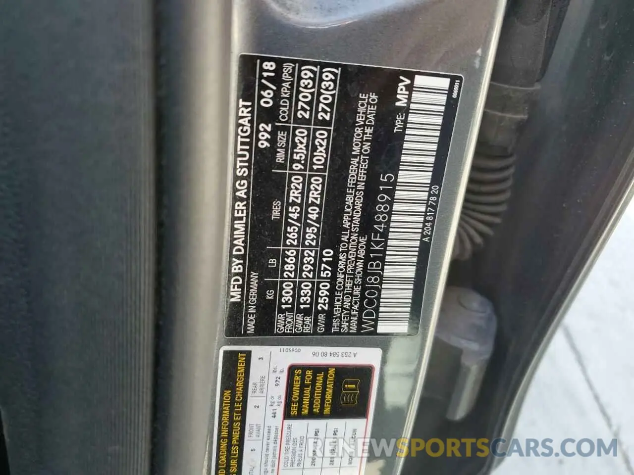 12 Photograph of a damaged car WDC0J8JB1KF488915 MERCEDES-BENZ GLC-CLASS 2019