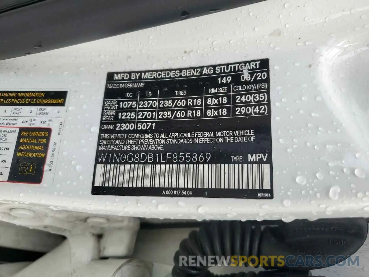 13 Photograph of a damaged car W1N0G8DB1LF855869 MERCEDES-BENZ GLC-CLASS 2020